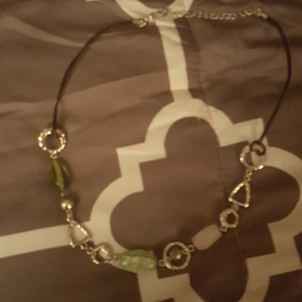 Silver necklace with rope cord and large beads